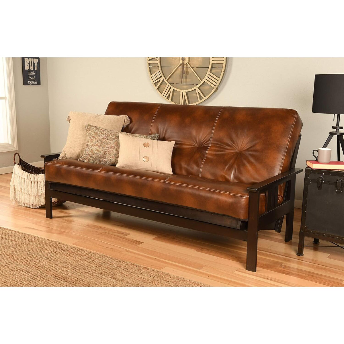 Espresso Finish Futon Frame with Saddle Mattress G880487