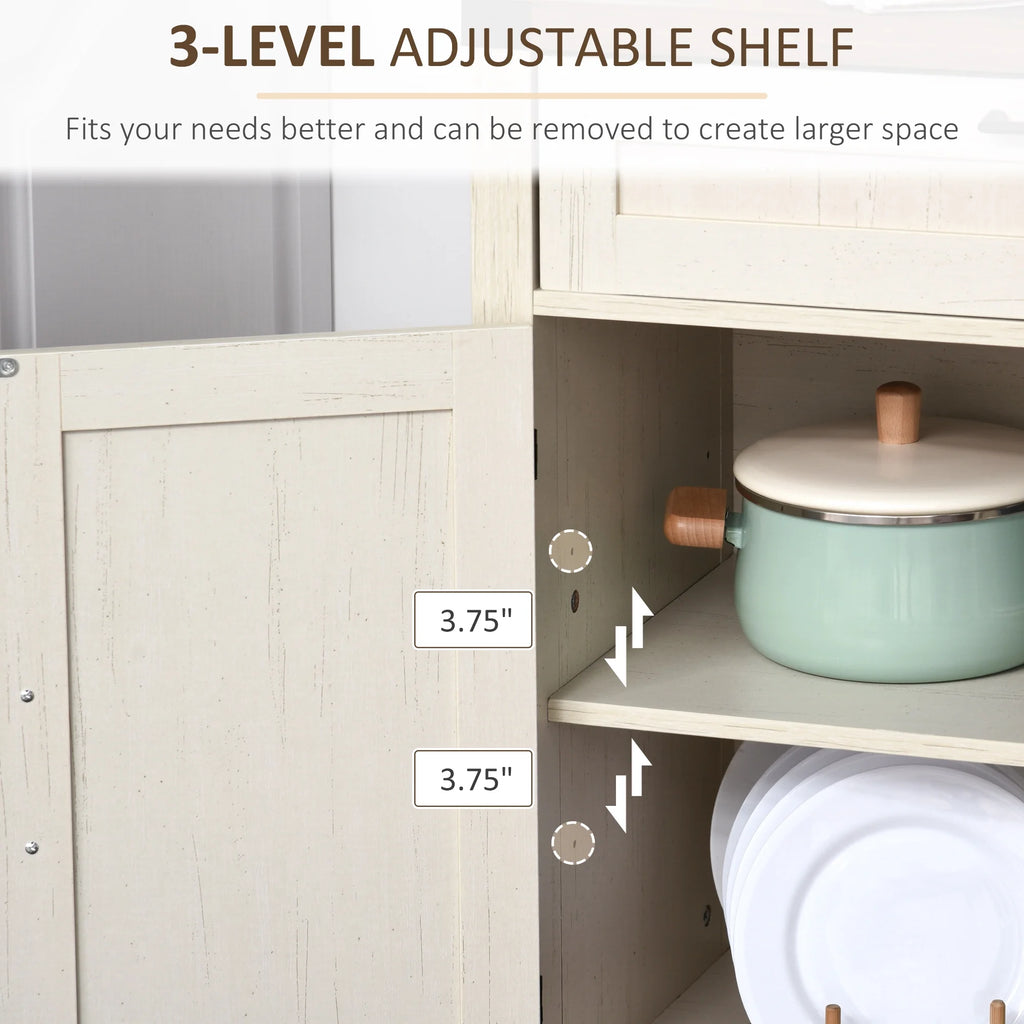 White Wooden Sideboard Buffet Cabinet with Drawer and Adjustable Shelf X888