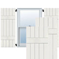 White Exterior Wood Board and Batten Shutters Pair T735