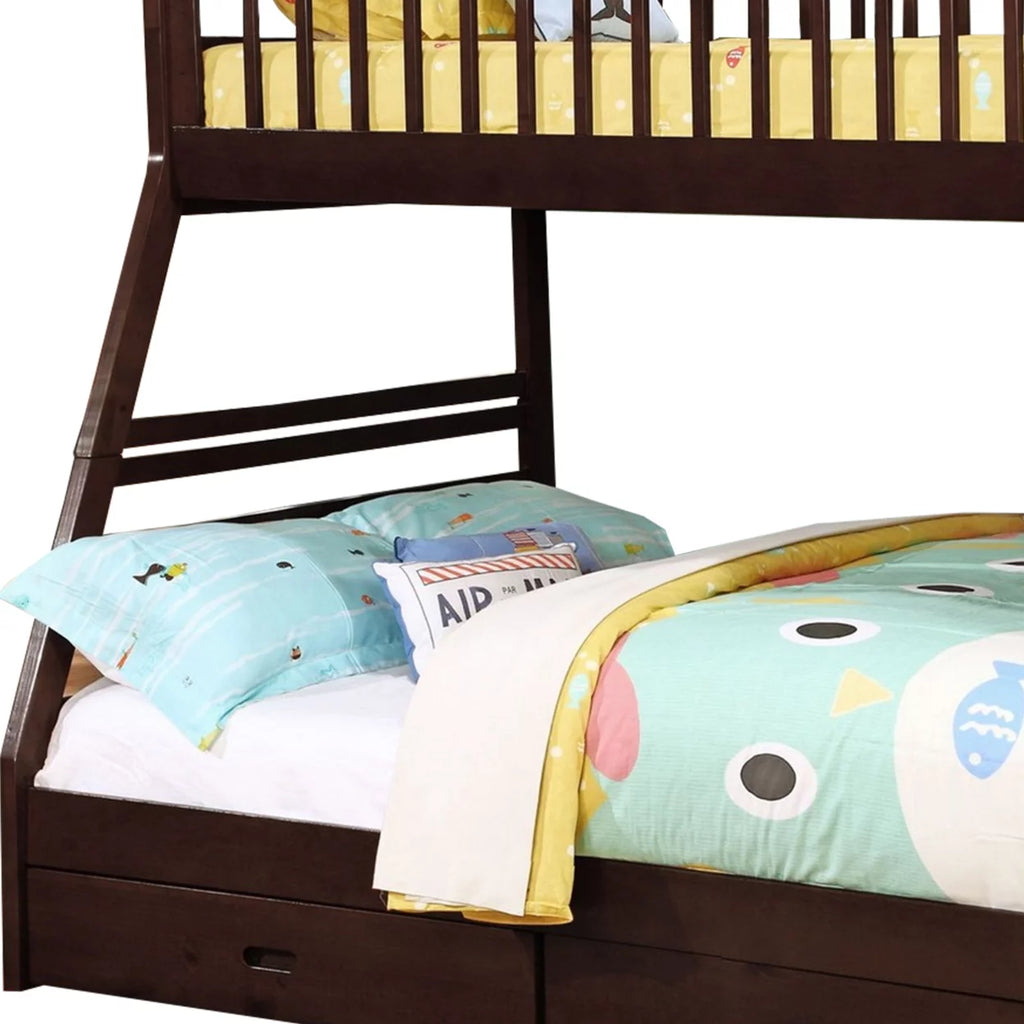2 Drawer Wooden Twin Over Full Bunk Bed with Storage Staircase X62130