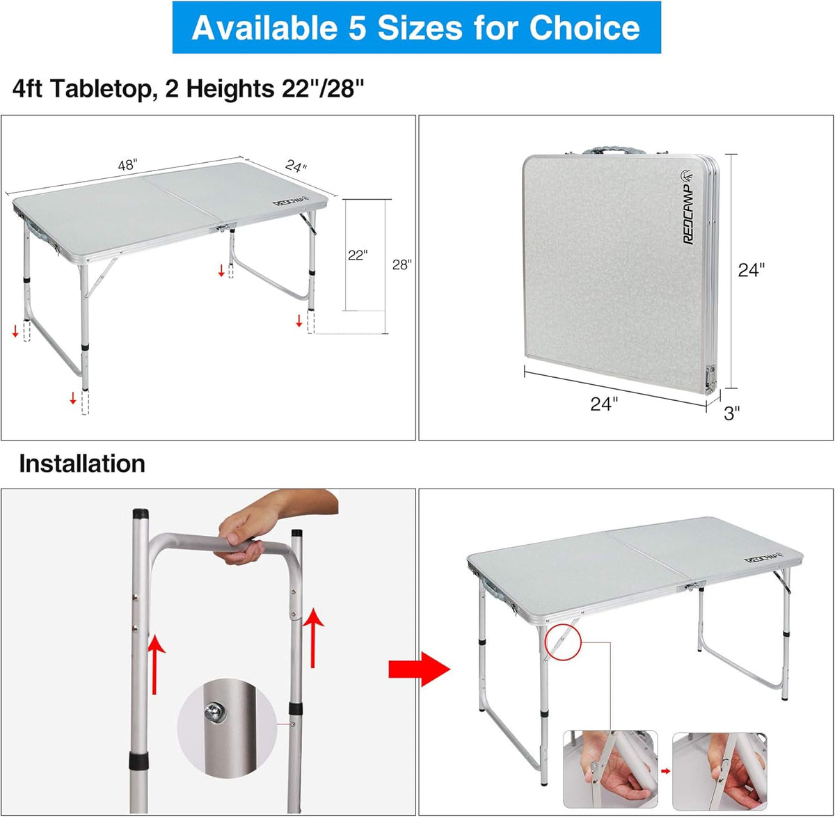 Folding Camping Table, 3ft Portable Aluminum Outdoor Table C46805