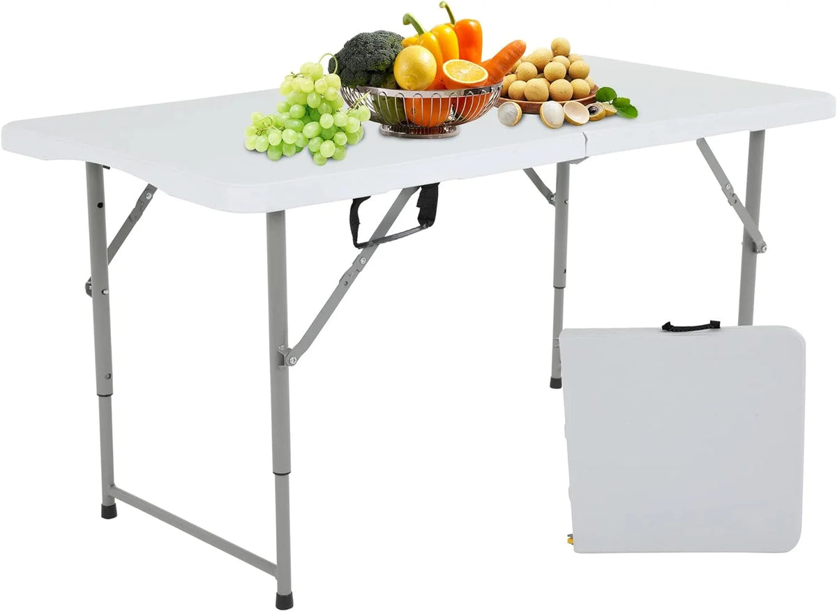 White 4 ft Folding Plastic Table with Handle E799408