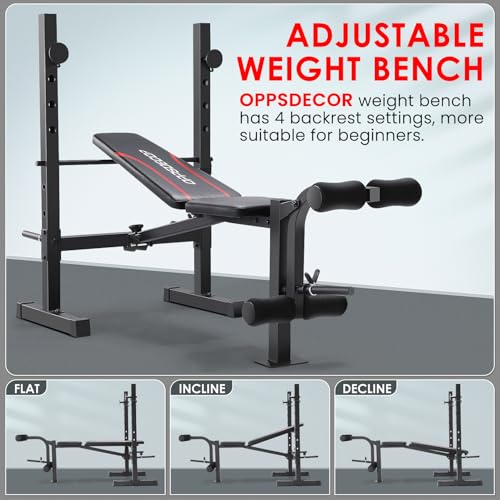 8 in 1 Adjustable Weight Bench with Squat Rack Leg Extension & Leg Curl Foldable Workout Bench Y4770