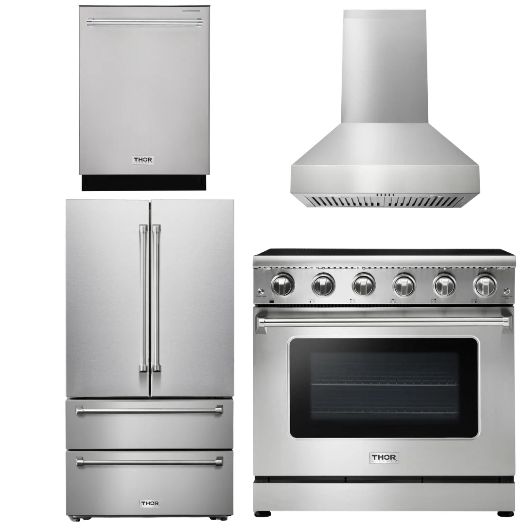 36 Electric Range, Range Hood, Refrigerator, Dishwasher O2740
