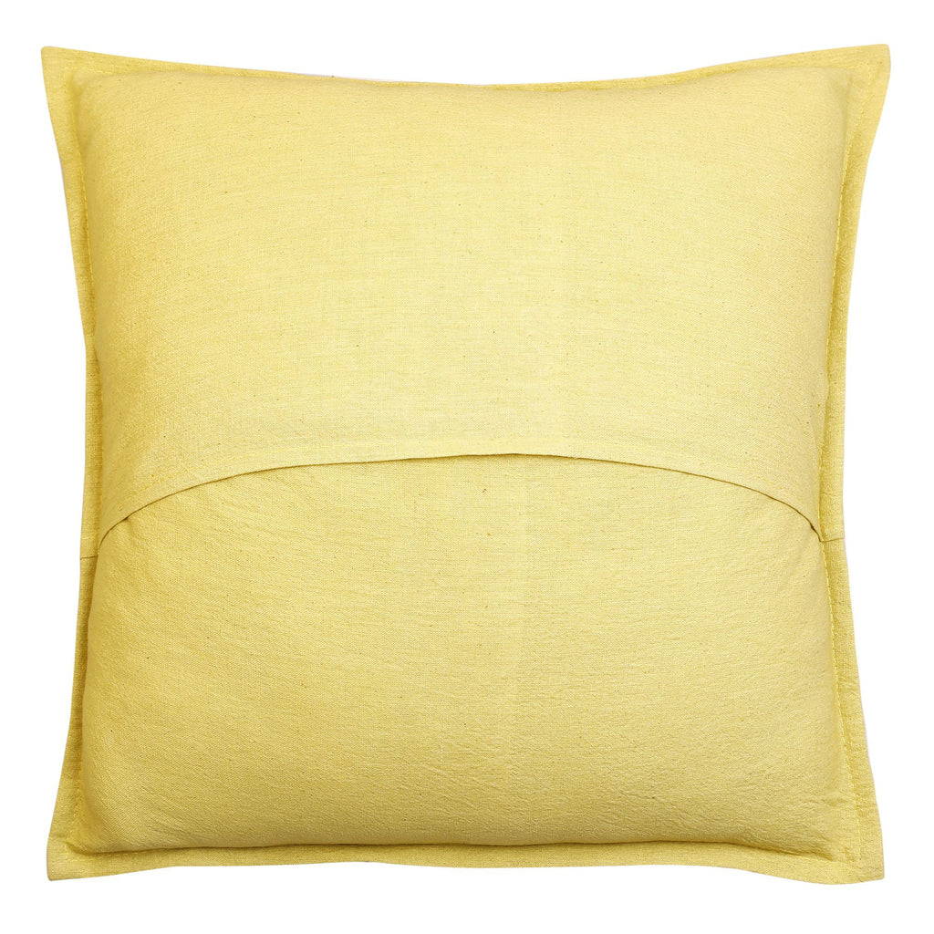 Mustard Yellow Hand Embroidered Cotton Cushion Covers Set Of 5 I29914