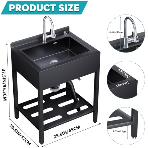 40'' Stainless Steel Single Bowl Utility Sink with Faucet D740910