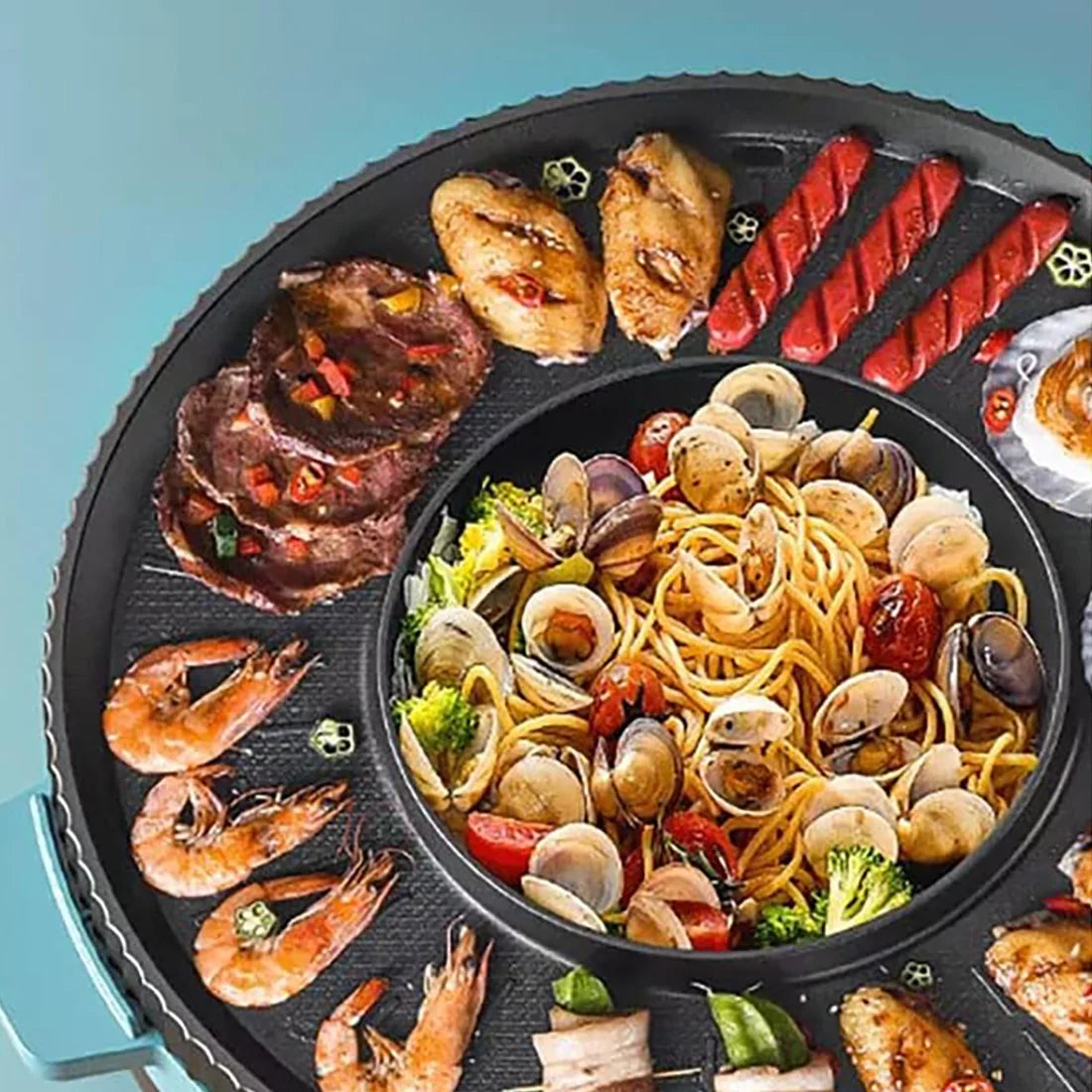2 in 1 Non-Stick Electric Grill and Hot Pot V48736