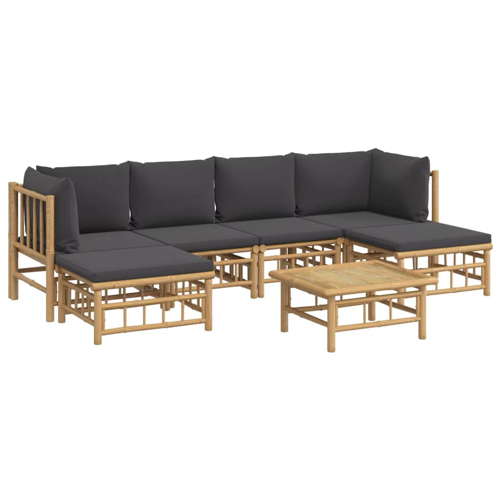 7 Piece Patio Set with Dark Gray Cushions T542