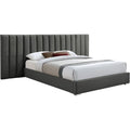 Gray Velvet Queen Bed with Chrome Metal Legs E951518