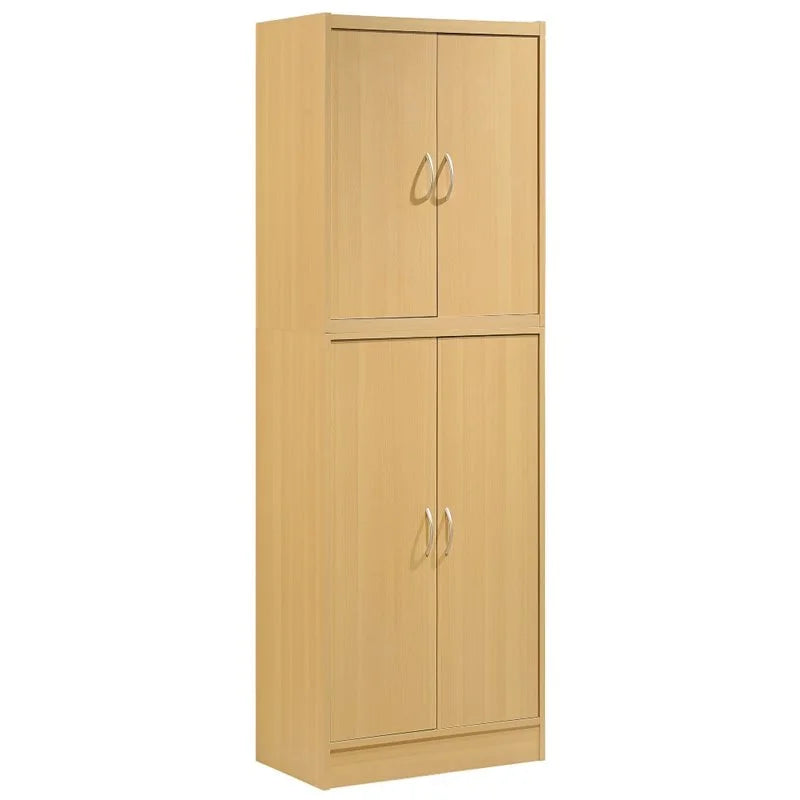 4 Door Kitchen Pantry with 4 Shelves in Beech W53941