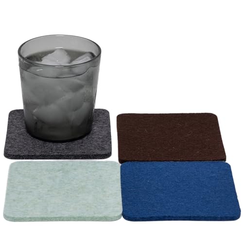 4" x 4" x 5 mm 4 Coaster Set 100% Merino Wool Felt Coasters P52898