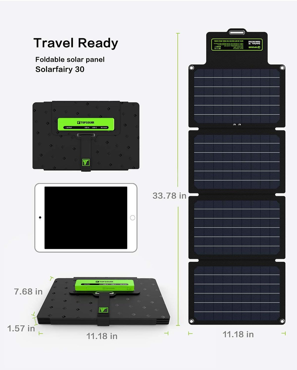 30W Foldable Solar Panel Battery Charger Kit H674964
