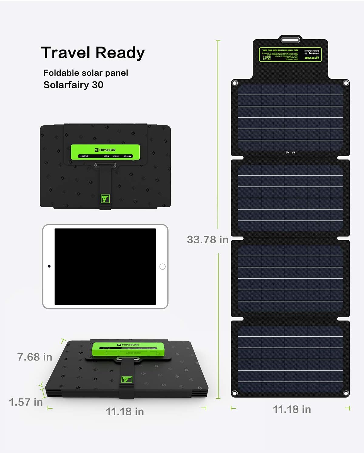 30W Foldable Solar Panel Battery Charger Kit H674964
