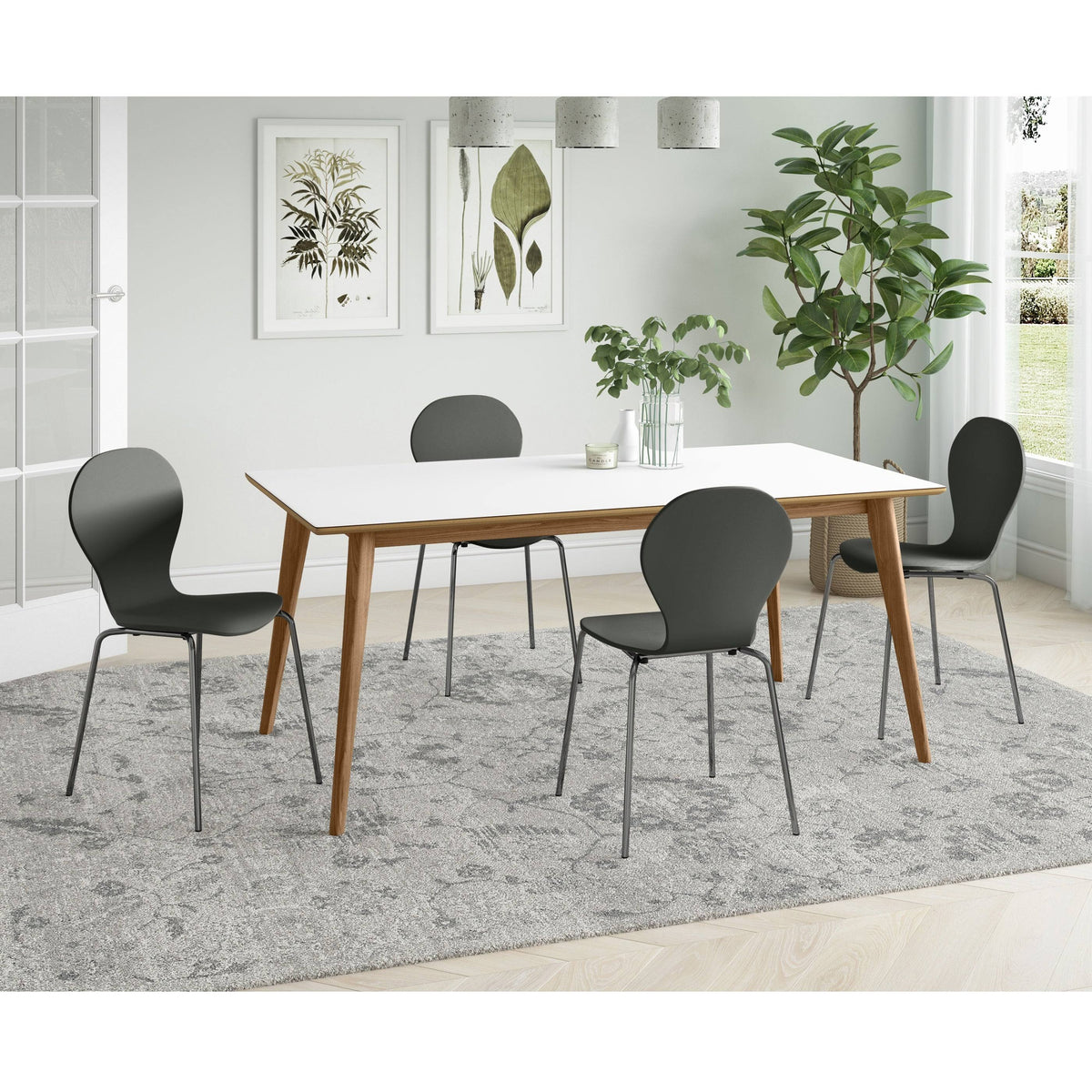 Blue Armless Dining Chair Set of 4 X414