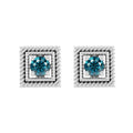 Sterling Silver Stud Earrings with Natural Blue Diamond C36770