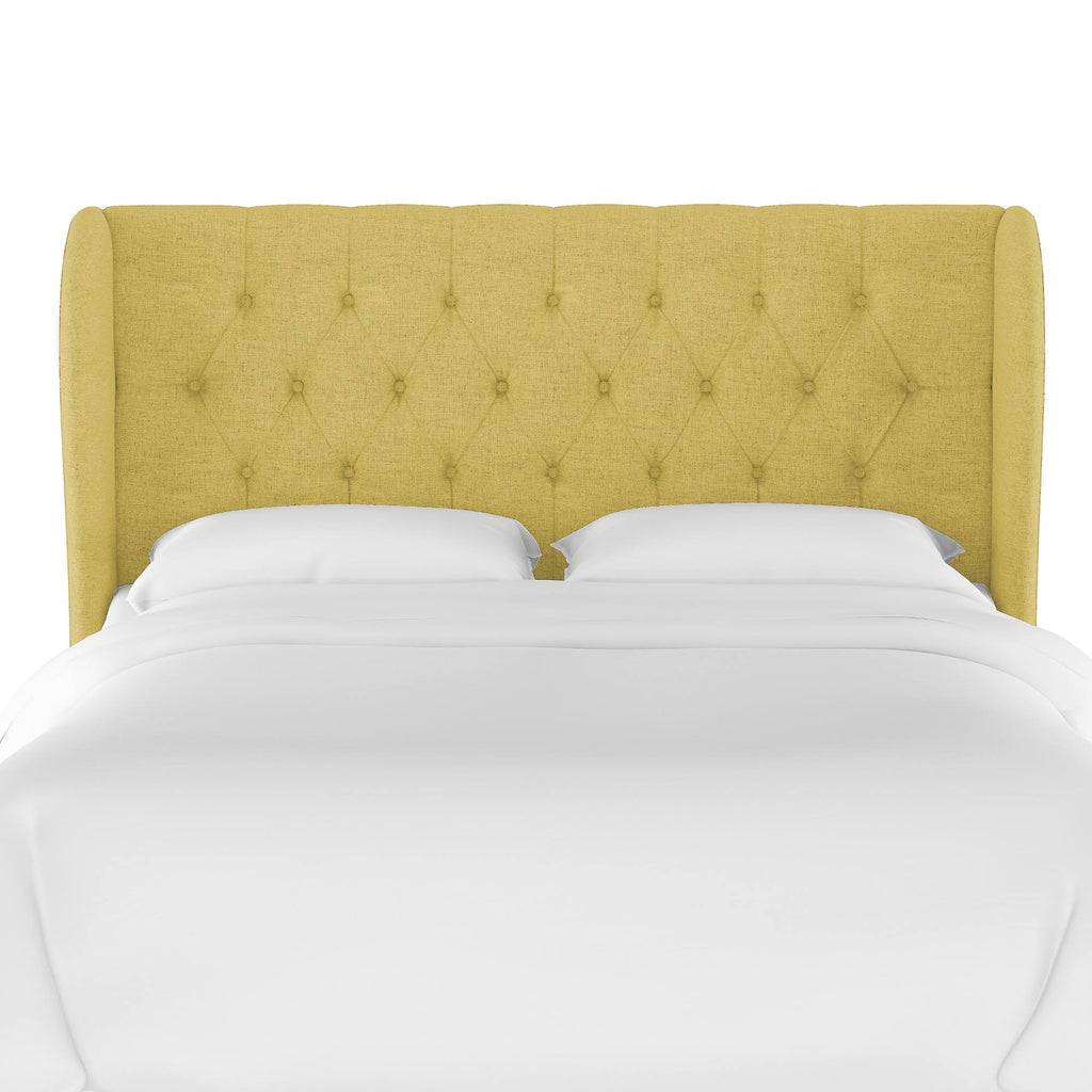 Golden Yellow Linen Tufted Wingback Headboard A217163