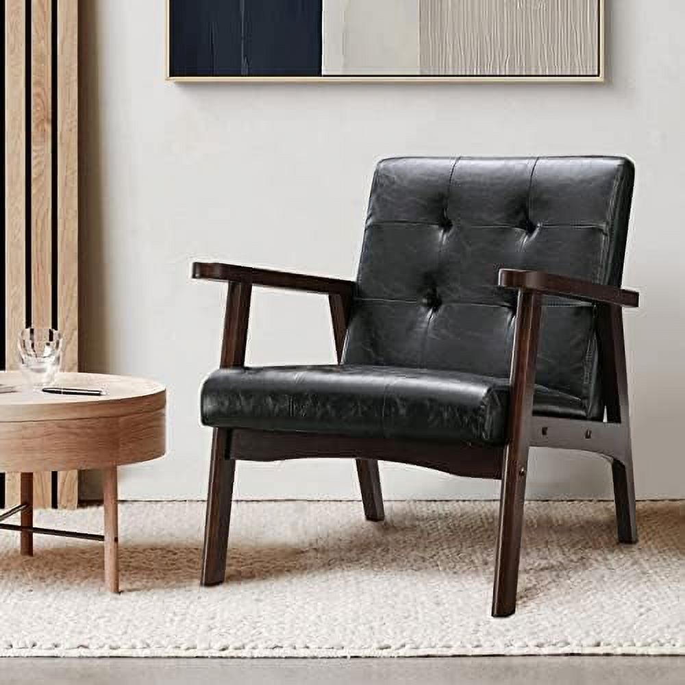 Orange Faux Leather Accent Chair with Solid Wood Frame Y65663