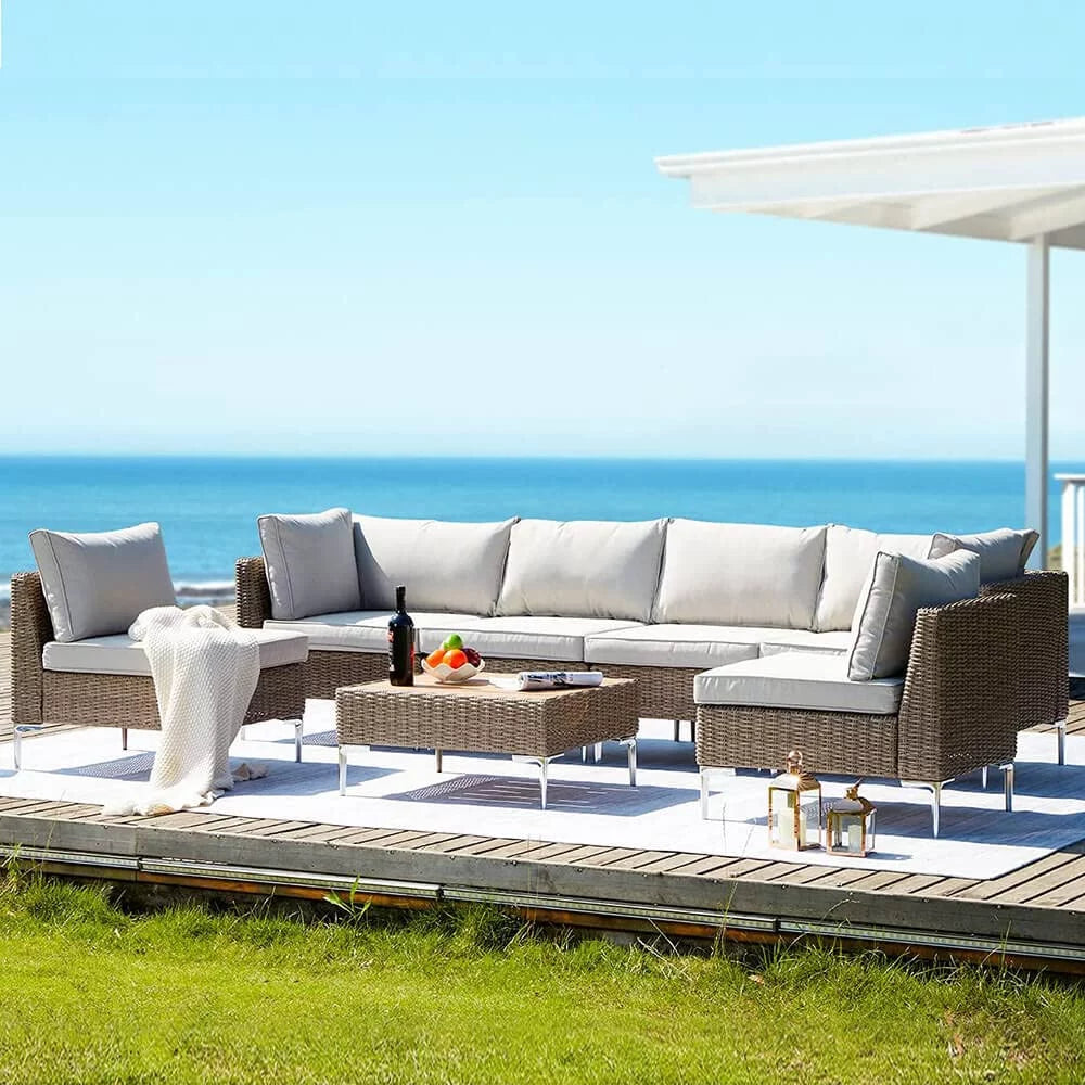 7 Piece Patio Furniture Set with Soft Cushion W415
