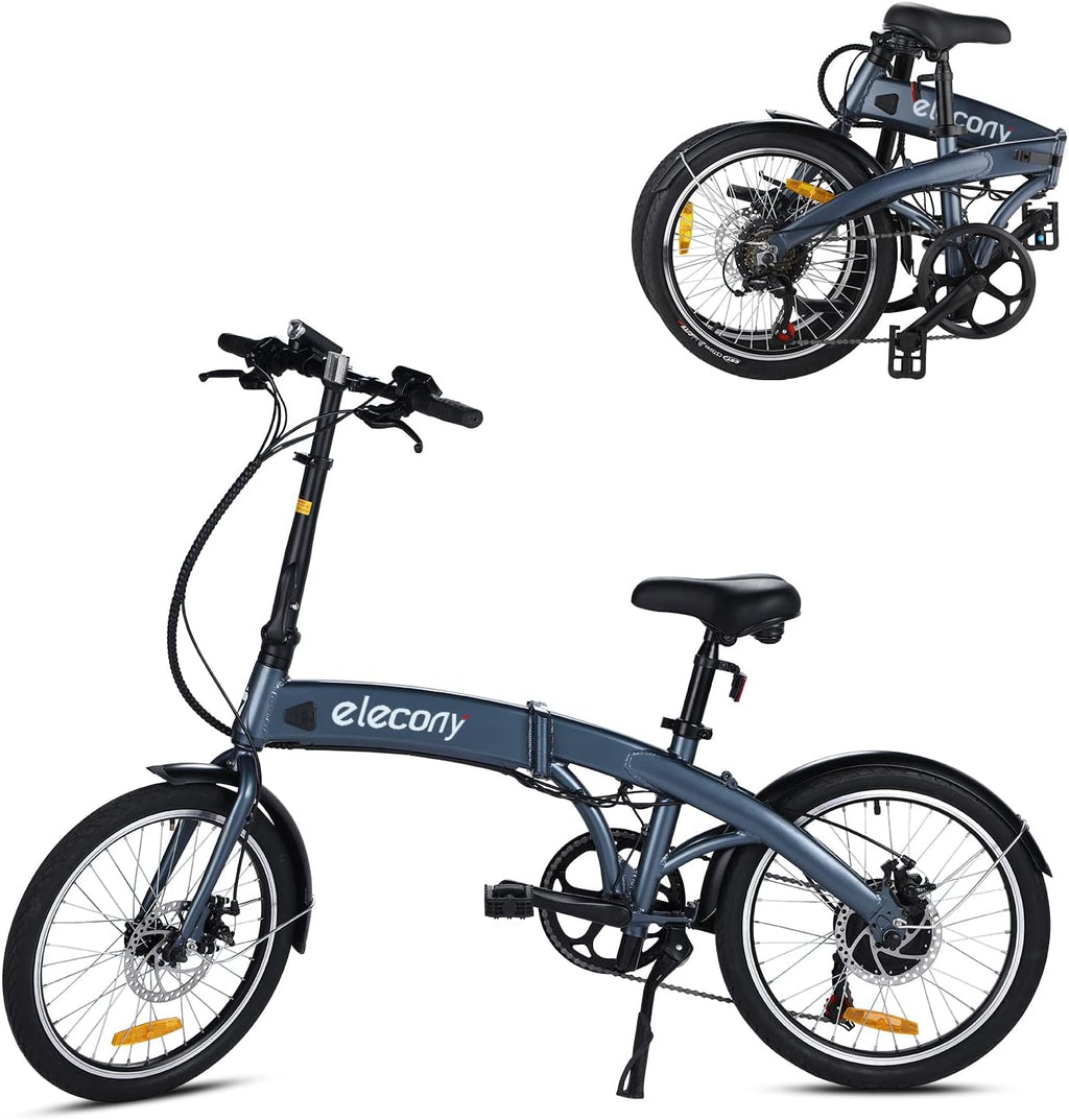 Folding Electric Bicycle 20'' Fat Tire 350W 36V/12.5AH Battery 7 Speeds Grey/White E388
