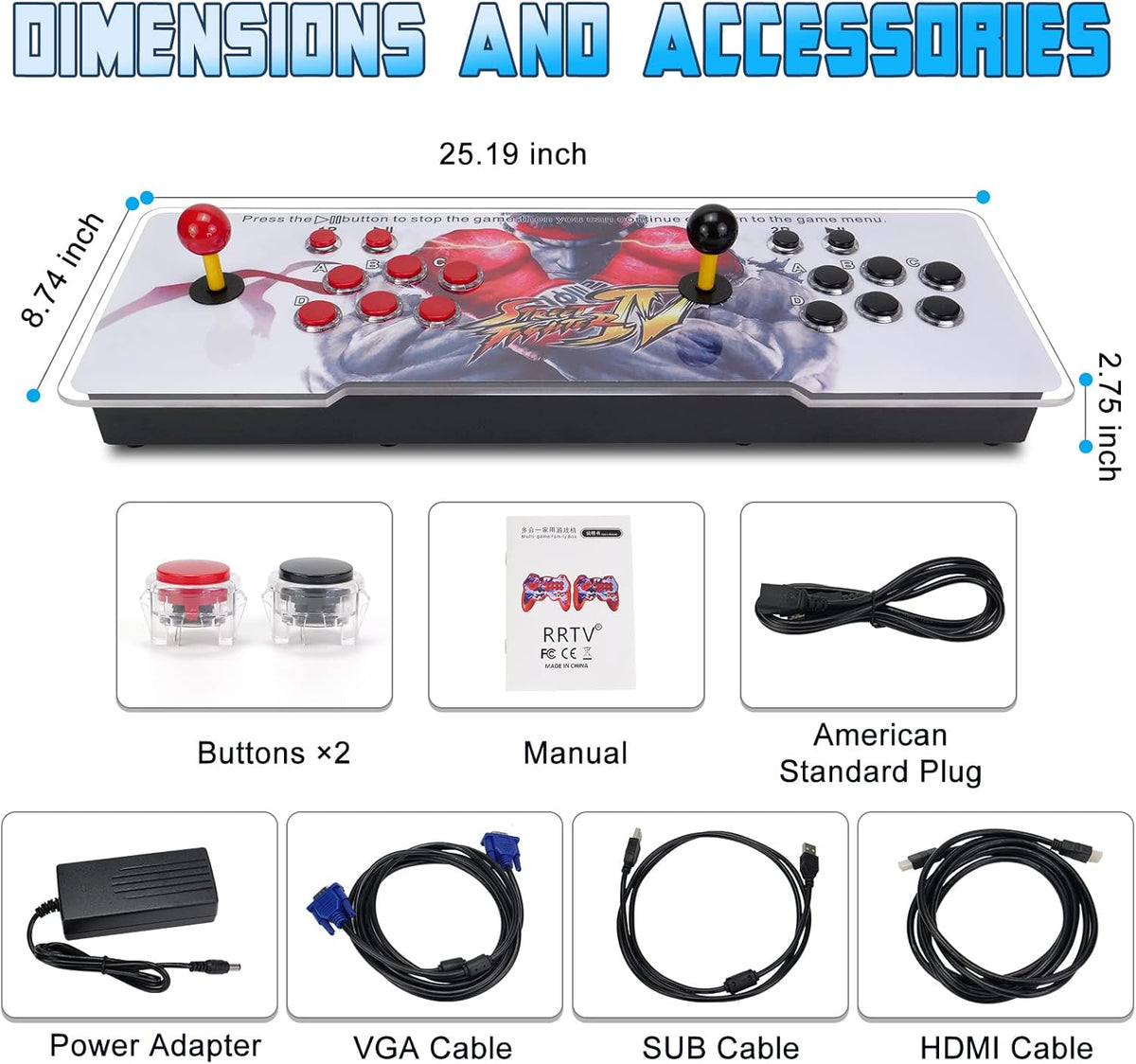 Red and White 1280x720P 3D Arcade Game Console with 3800 Games P970