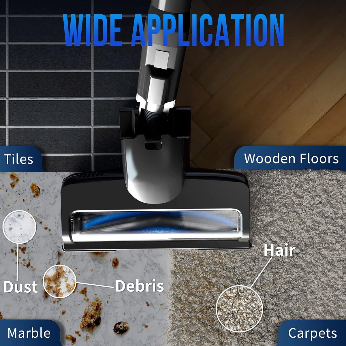 Cordless Stick Vacuum Cleaner with Headlight & Quadruple Filtration J1935