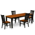 Black 5 Piece Wood Dining Table Set with 4 Chairs A766259