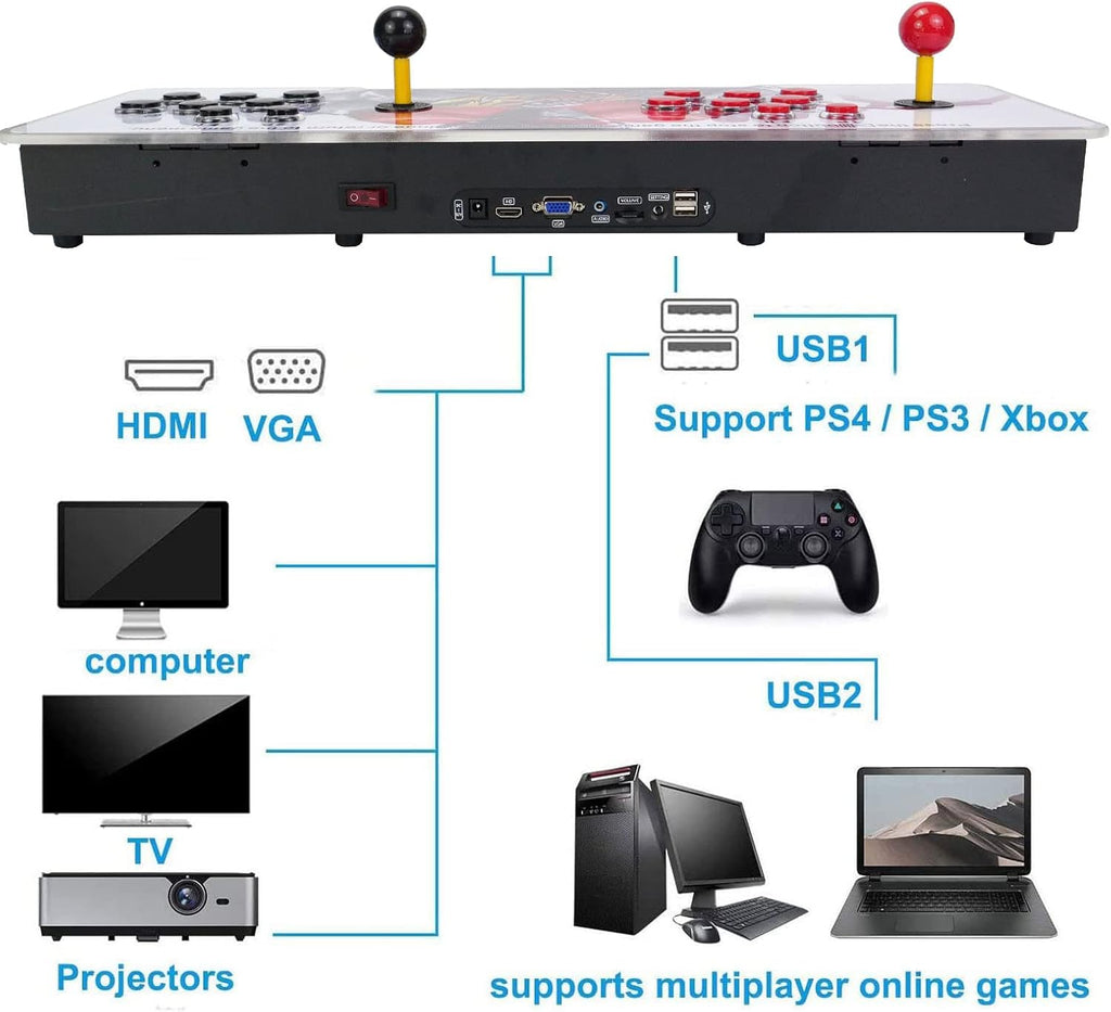 Red and White 1280x720P 3D Arcade Game Console with 3800 Games P970