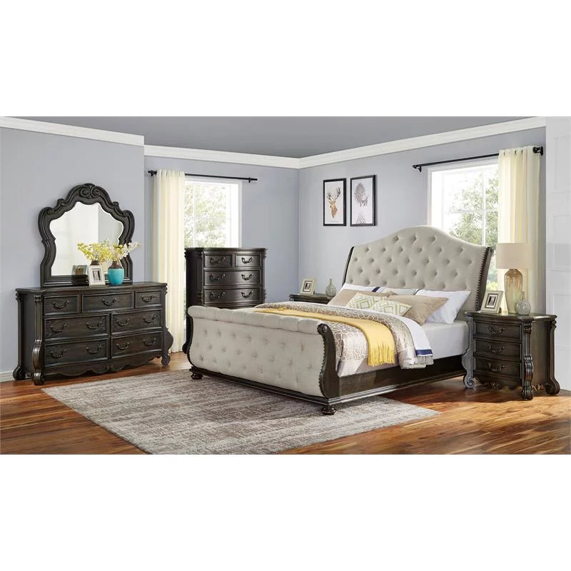 King Wood 6-Piece Sleigh Bedroom Set X209