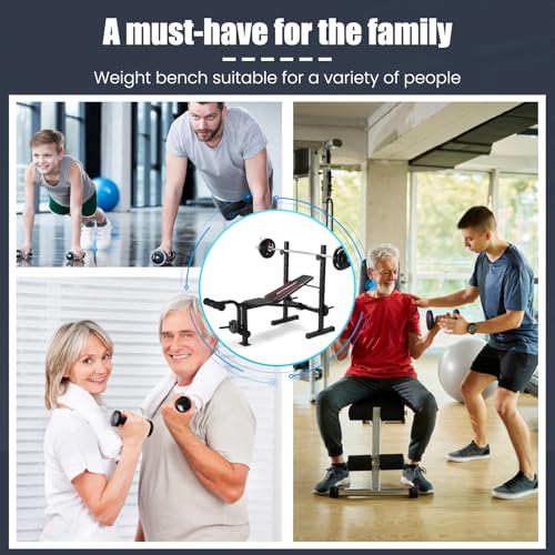 8 in 1 Adjustable Weight Bench with Squat Rack Leg Extension & Leg Curl Foldable Workout Bench Y4770