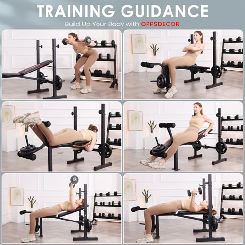8 in 1 Adjustable Weight Bench with Squat Rack Leg Extension & Leg Curl Foldable Workout Bench Y4770
