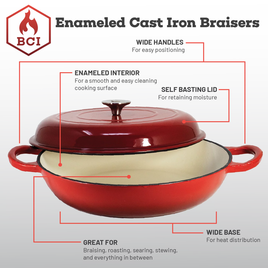 Enameled 3.5 Quart Cast Iron Braiser with Lid Z11865