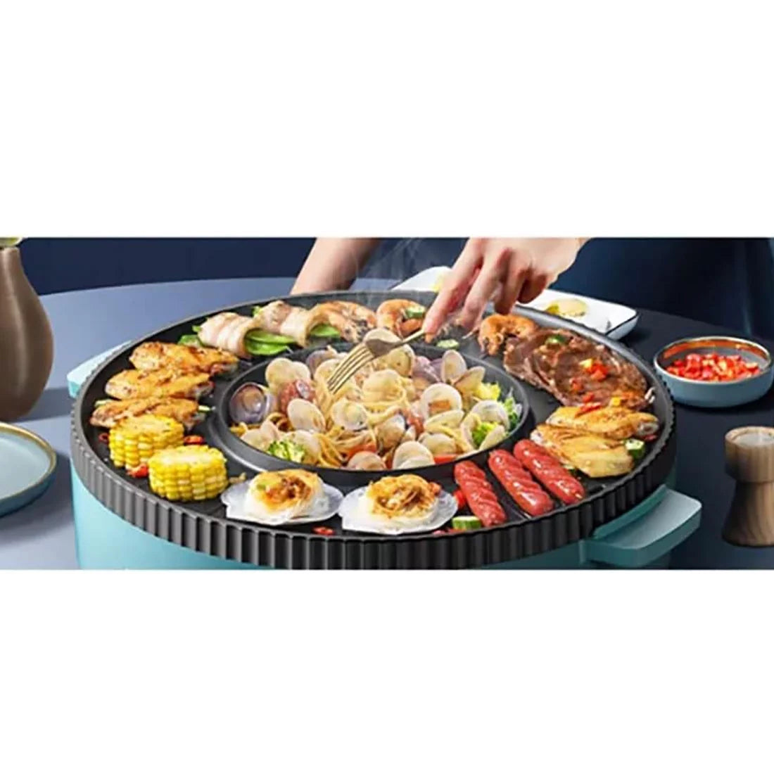 2 in 1 Non-Stick Electric Grill and Hot Pot V48736