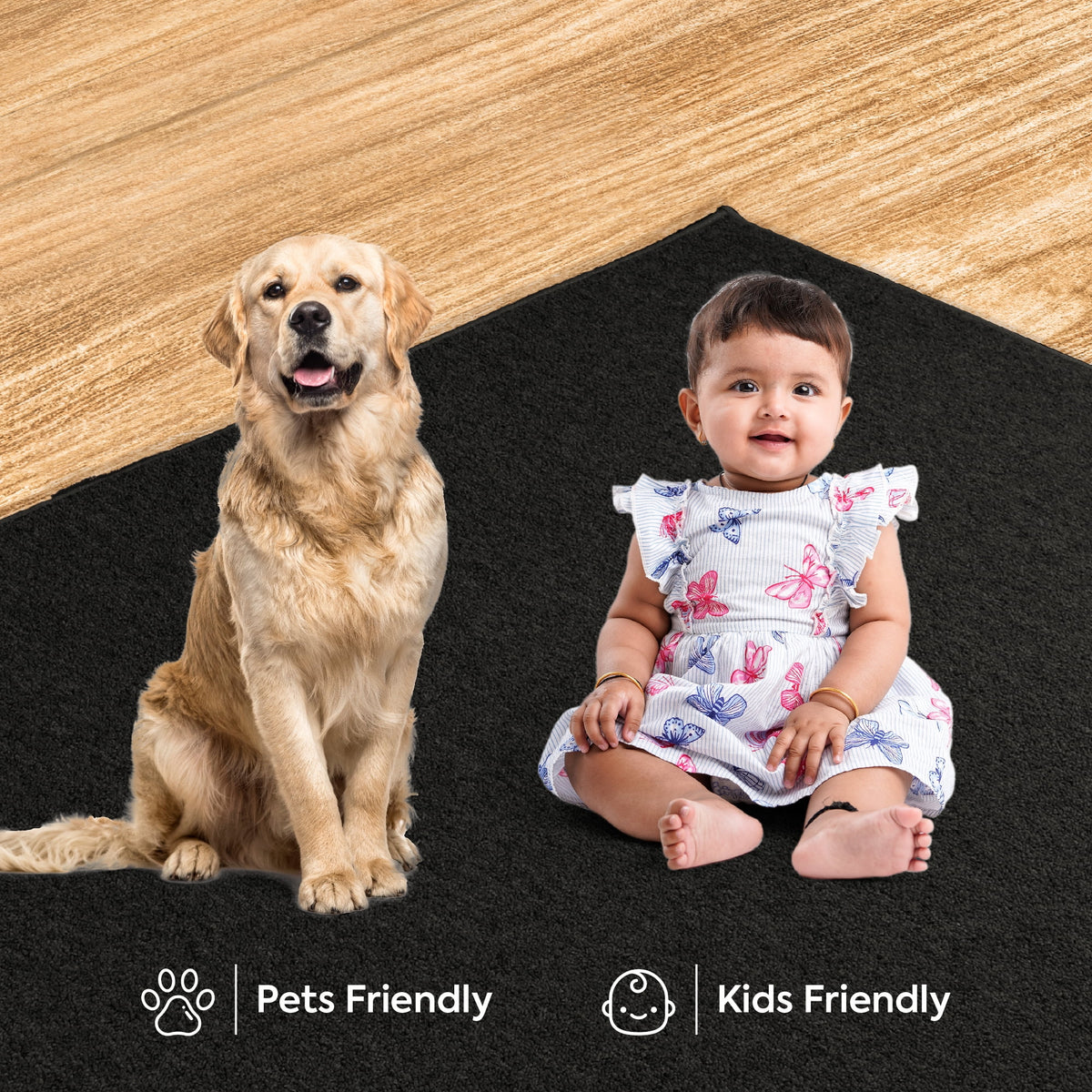 Black 5' x 8' Solid Color Area Rug M42203