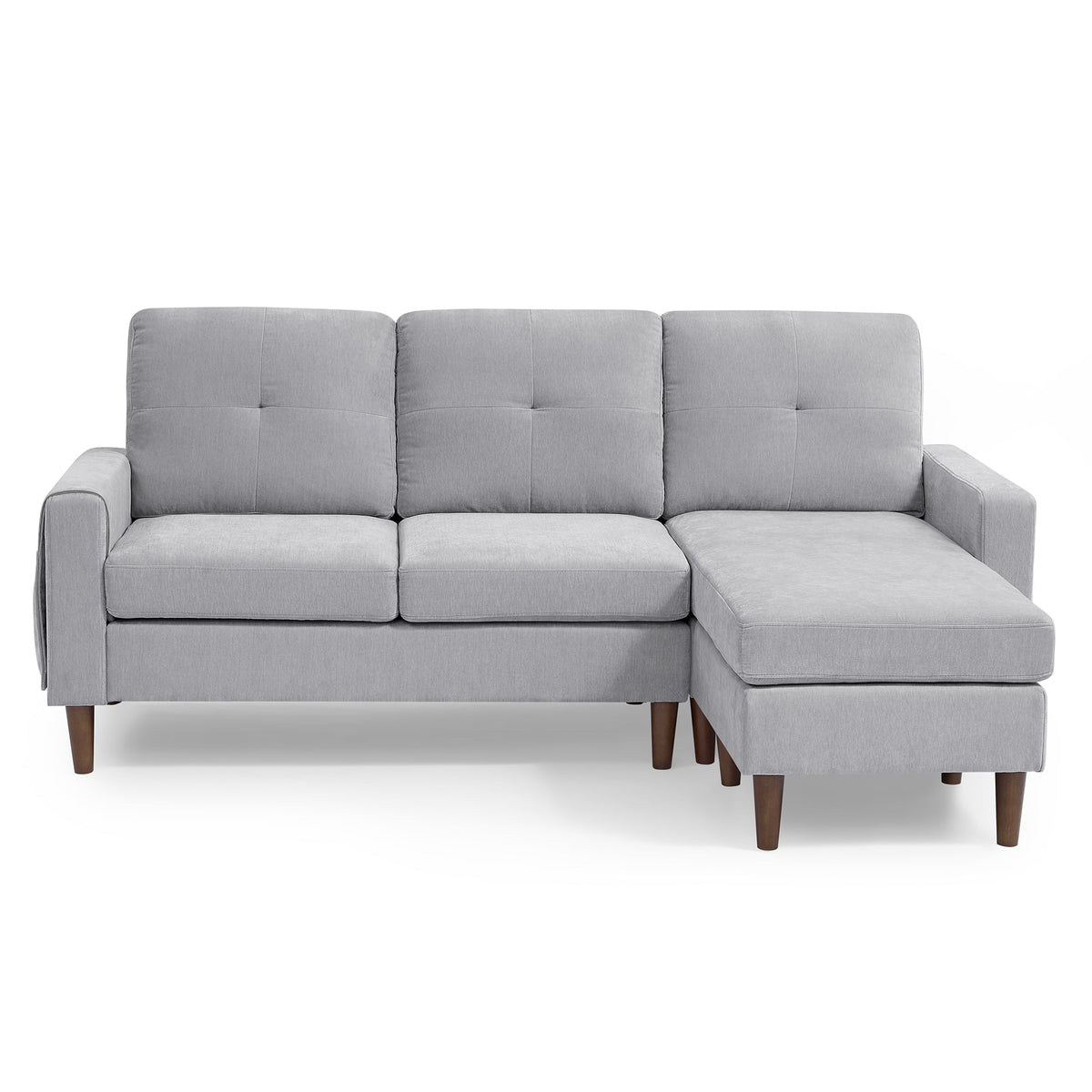 Light Grey Chenille Convertible Sectional Sofa S9051