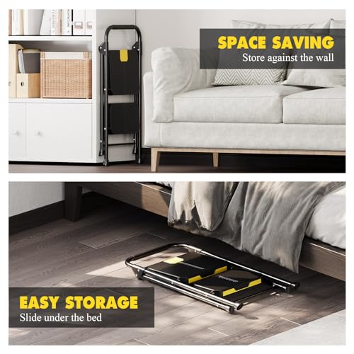 4 Step Steel Step Stool with Handrail Black L6940