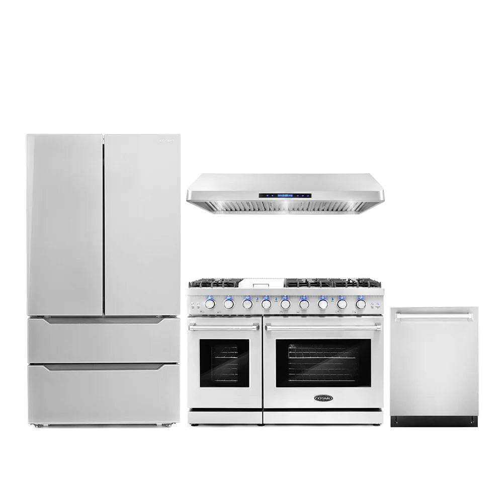 48 Gas Range, Under Cabinet Range Hood, Refrigerator with Ice Maker and Dishwasher C1743