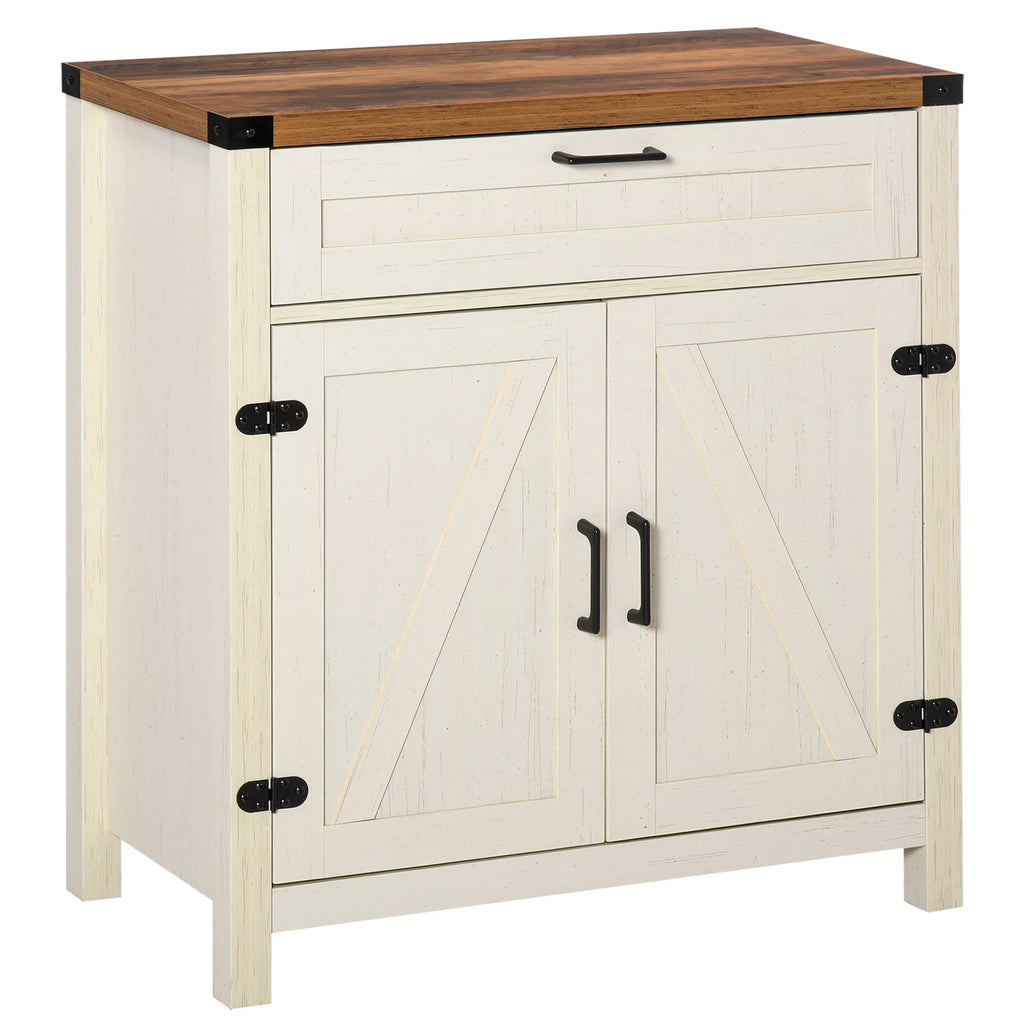 White Wooden Sideboard Buffet Cabinet with Drawer and Adjustable Shelf X888