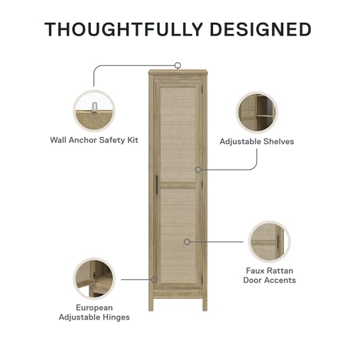 Black Oak 1-Door Tall Cabinet I556