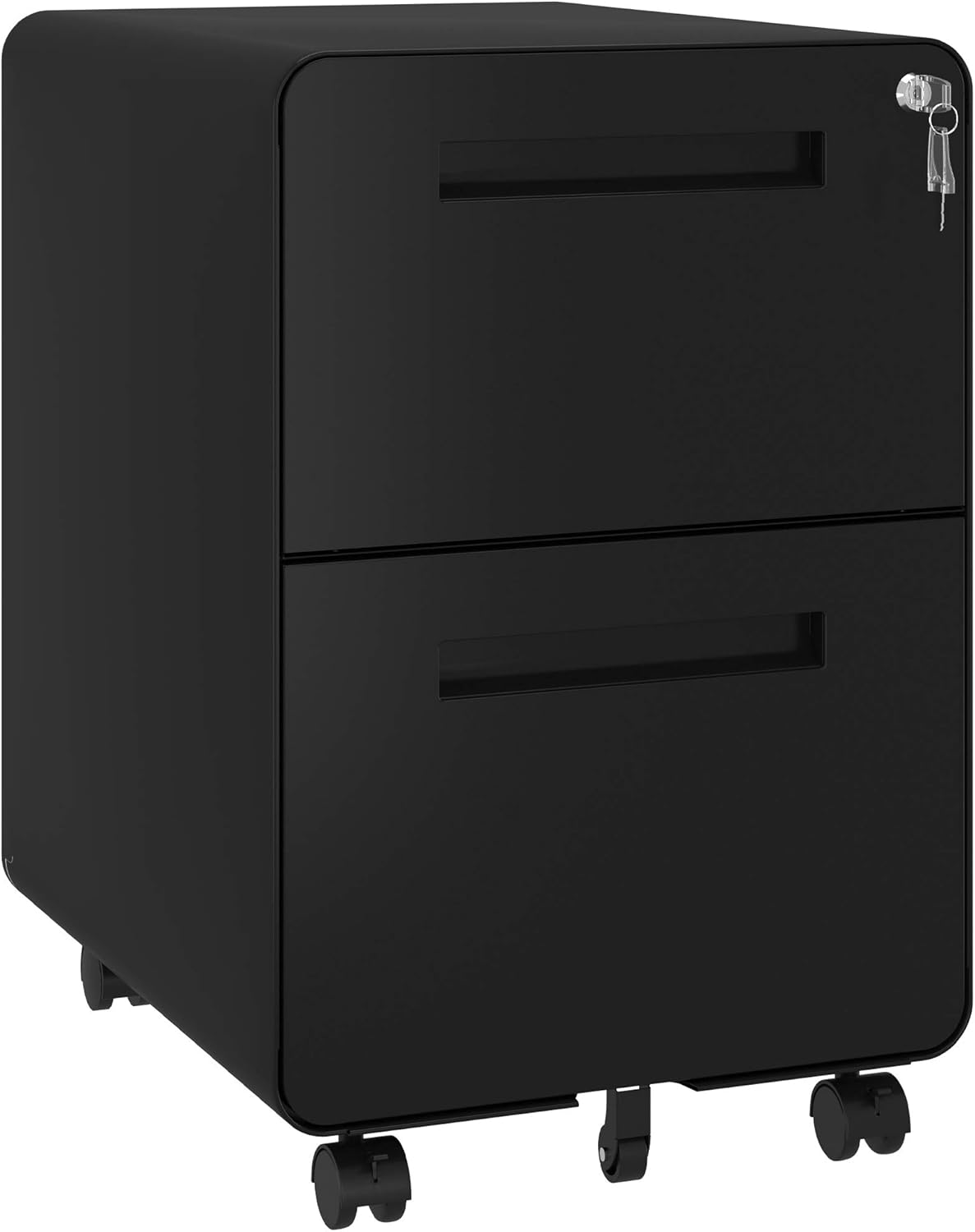 White 2 Drawer Metal Rolling File Cabinet with Lock W83105