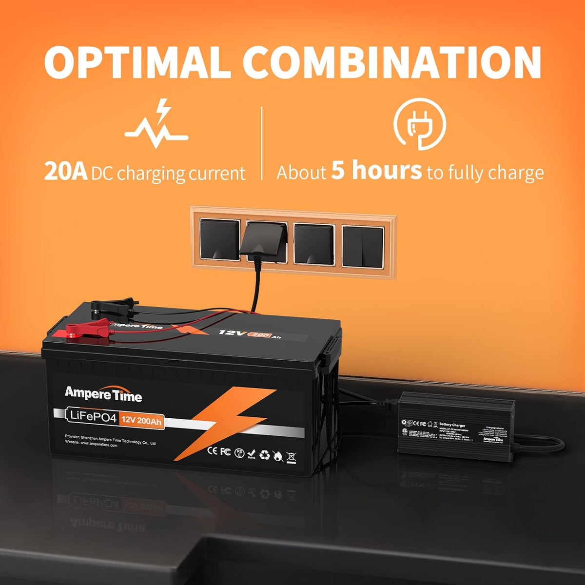 12V 100Ah LiFePO4 Battery with 14.6V 10A Lithium Battery Charger C4319