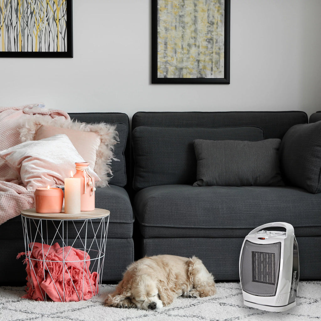 1,500-Watt Oscillating Ceramic Heater with Adjustable Thermostat V8434