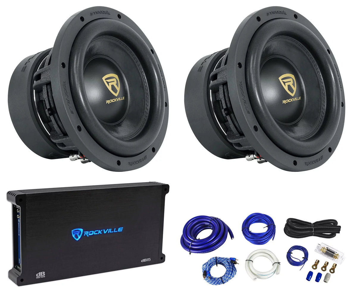 10" 6400 Watt Car Subwoofers with Mono Amplifier and Copper Amp Kit I4015