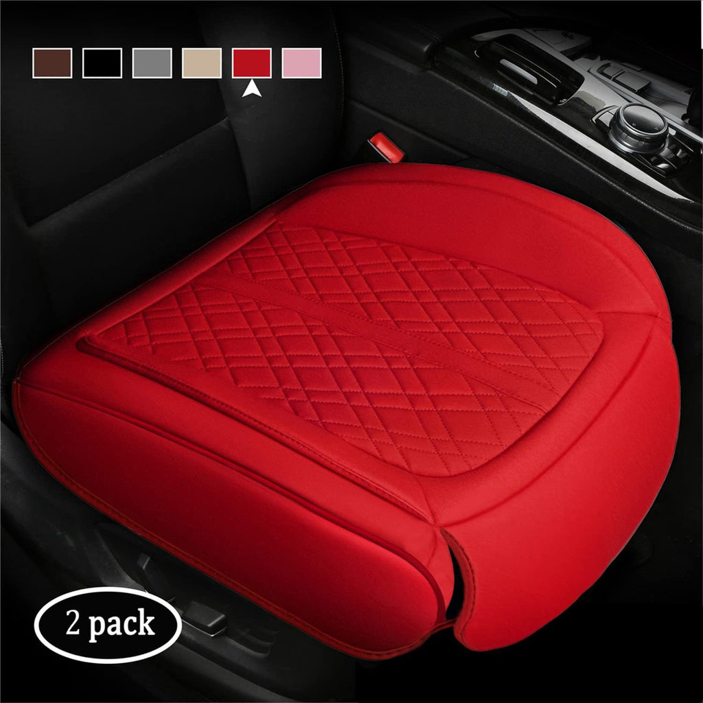 2Piecs PU Leather Car Seat Cover Protector with Footrest (Red) K57213