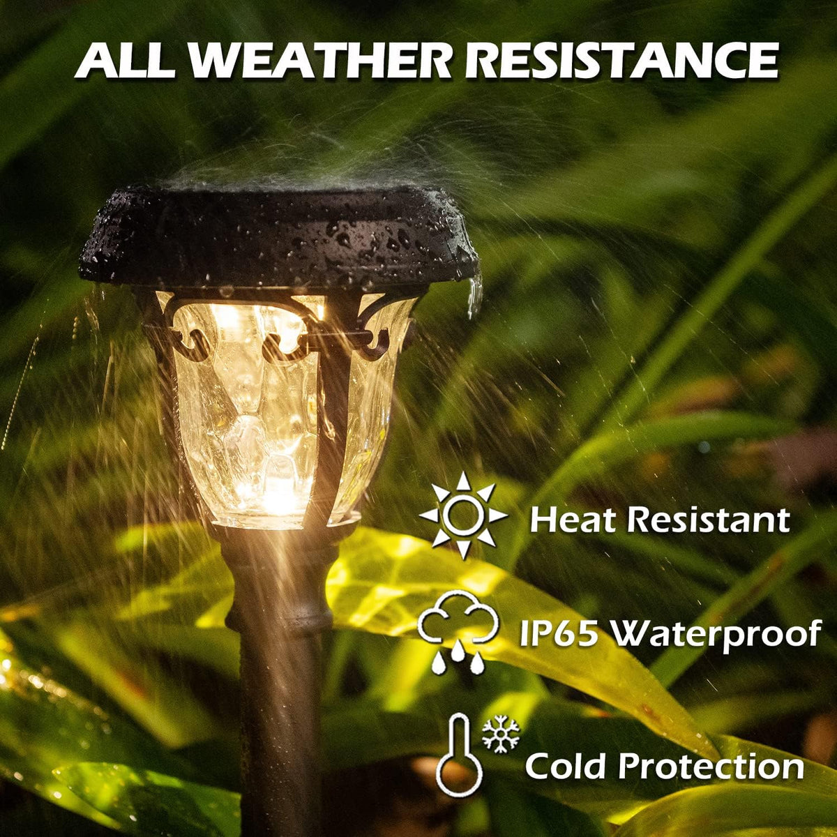 8 Pack 2 Modes Metal Glass Waterproof Solar Pathway Lights H576