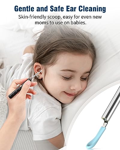 Ear Wax Removal Camera, 1296P HD, 8pcs Ear Set, Wireless WiFi Otoscope, 6 Lights, Rechargeable Earwax Removal Tool Kit (Black) B29906