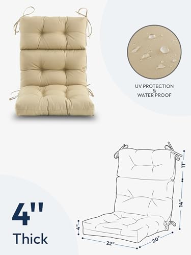 Purple Water Resistant Tufted High Back Chair Cushion with Ties Z16356