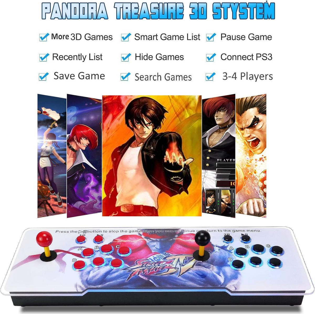 Red and White 1280x720P 3D Arcade Game Console with 3800 Games P970