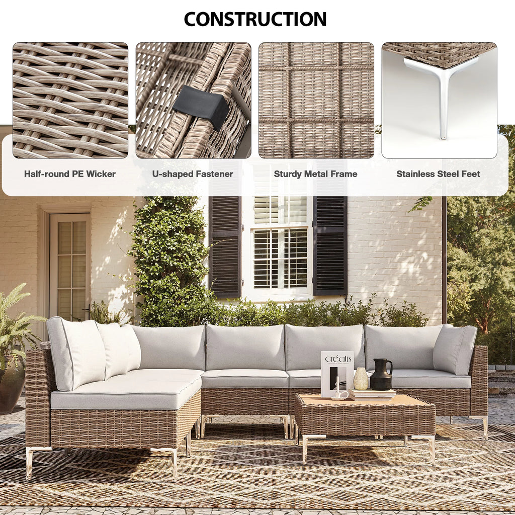 7 Piece Patio Furniture Set with Soft Cushion W415