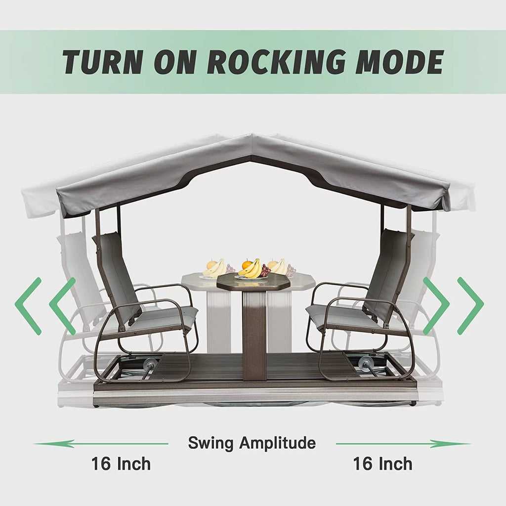 4-Seat Outdoor Metal Glider Bench with Canopy N5615