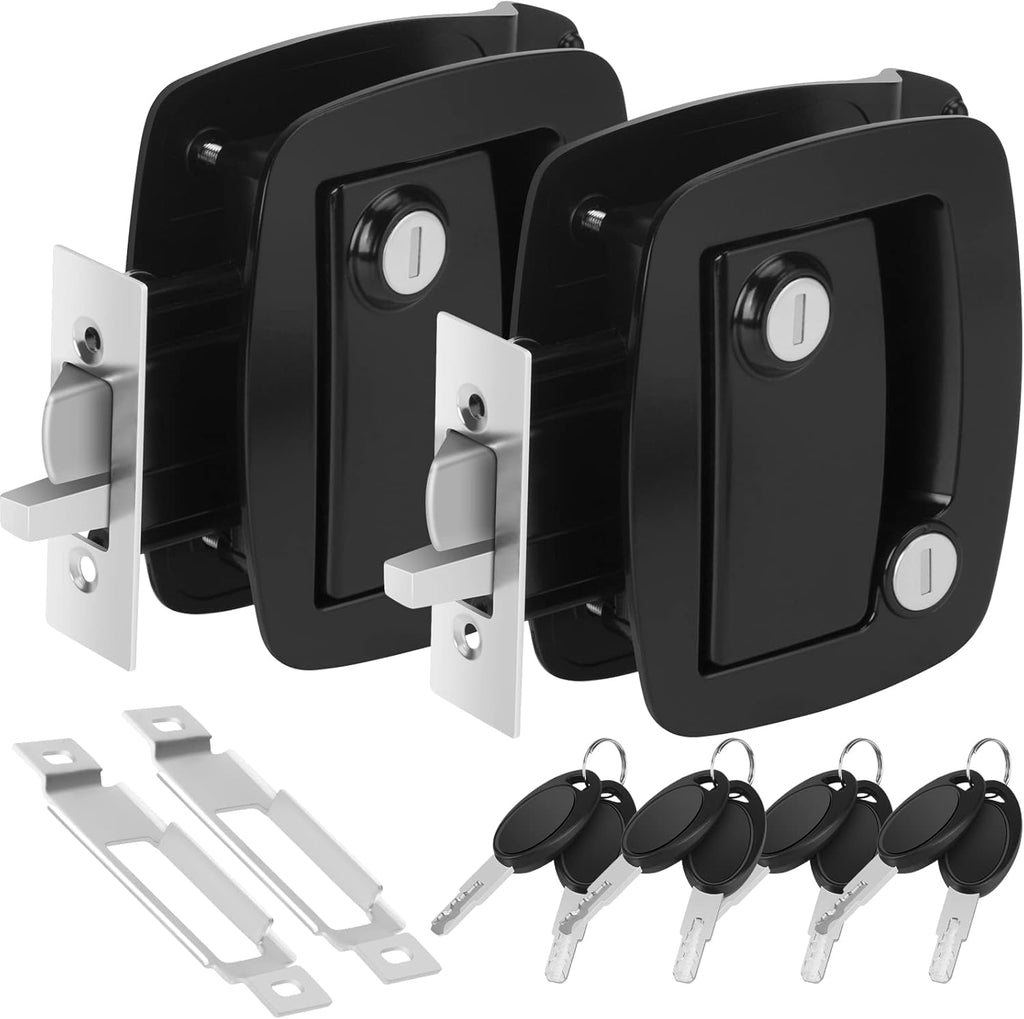 Black Metal RV Entry Door Lock with Paddle Deadbolt J2232